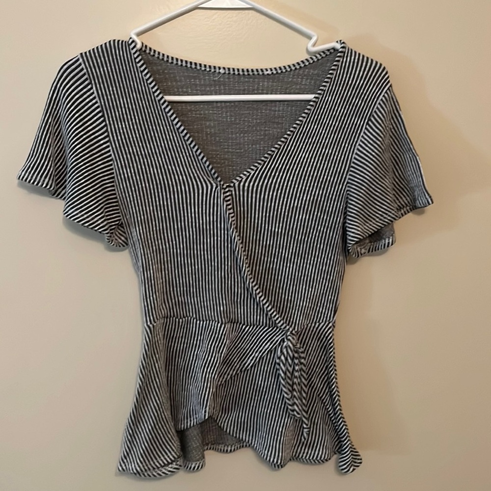 Forest green striped cross body shirt